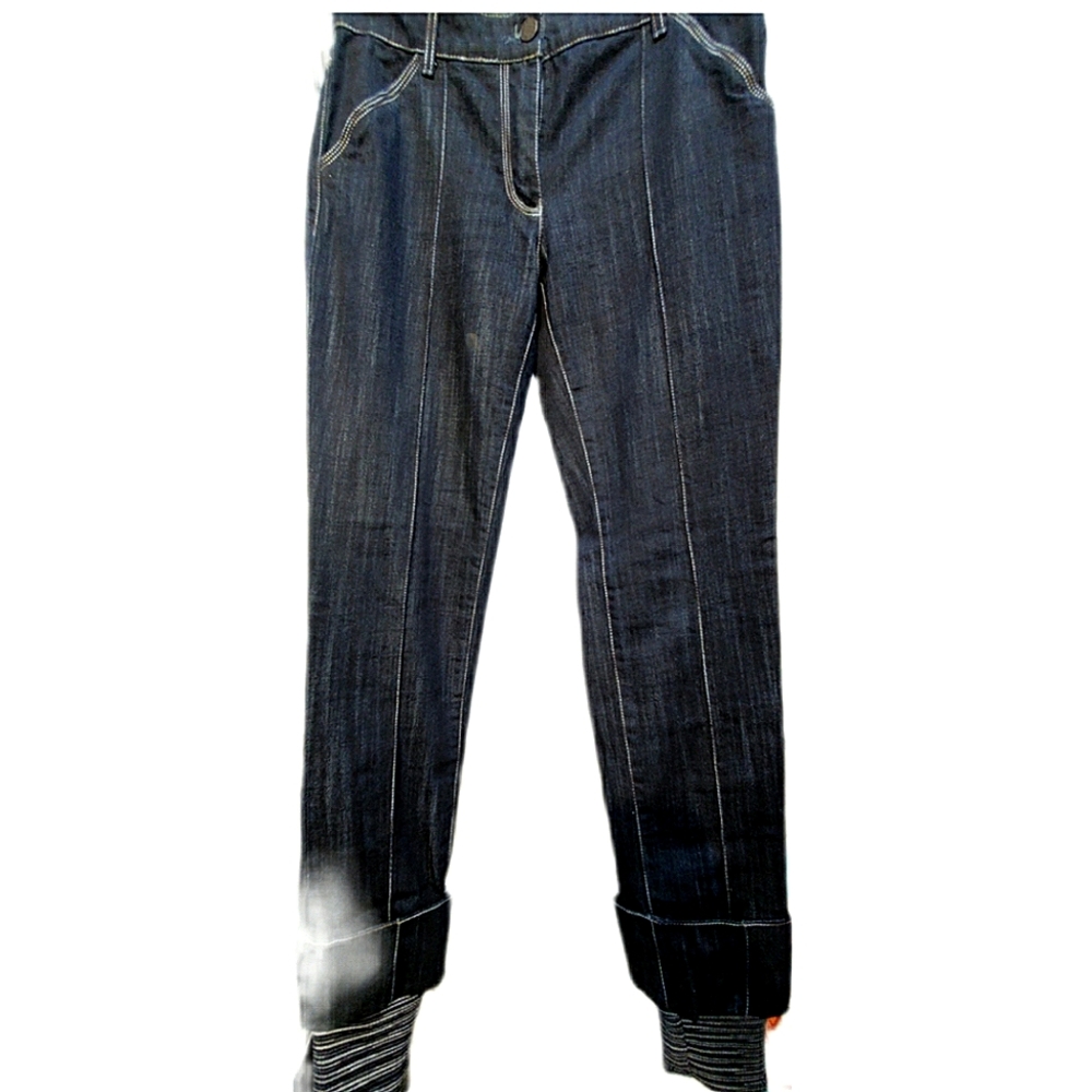 Missoni Sport Denim Jeans with Sweater cuff and permanent crease details